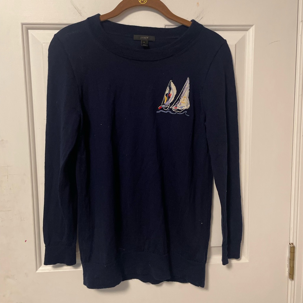 Vintage JCrew Merino Wool Sailboat Sweater Size Small S